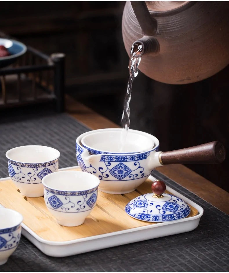 Flowers Exquisite Stone Grinding Shape Tea Set